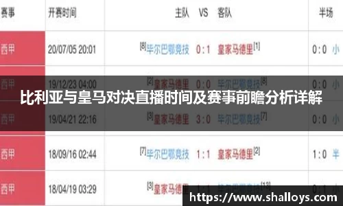 比利亚与皇马对决直播时间及赛事前瞻分析详解